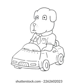 Design of dog driving to coloring
