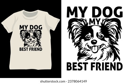 Design a dog-themed T-shirt with a lovable pup's silhouette in a lively pose. Add "Pawsitively Awesome" in playful typography to enhance the fun and dog-loving vibe. Perfect for dog enthusiasts