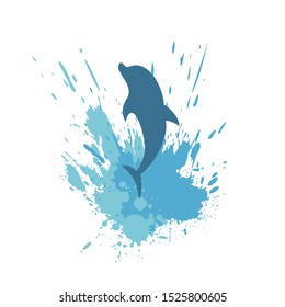 Design of dolphin jumping illustration