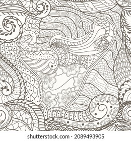 design doodle line drawn abstract ethnic seamless pattern