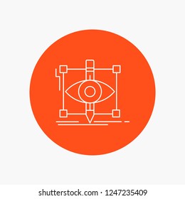 design, draft, sketch, sketching, visual White Line Icon in Circle background. vector icon illustration