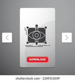 design, draft, sketch, sketching, visual Glyph Icon in Carousal Pagination Slider Design & Red Download Button