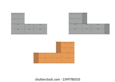design of drawer in flat cartoon style