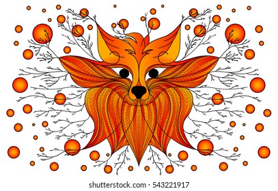 Design drawing fox.  Vector illustration of a fox head coloring