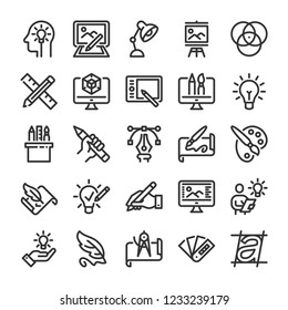 Design and drawing icons set. Line style - Shutterstock ID 1233239179