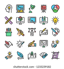 Design and drawing icons set. Line style