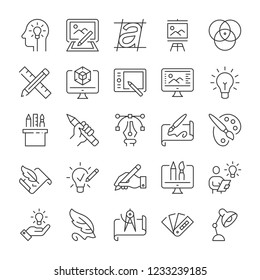 Design and drawing icons set. Line style