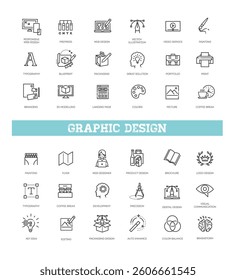 Design and drawing icons set. Line style