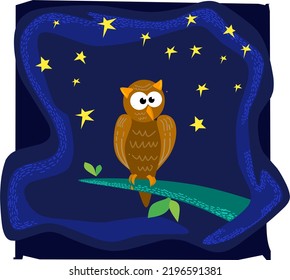 design drawing of owl playing in the dark