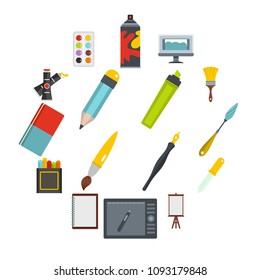 Design and drawing tools set in flat style isolated vector illustration