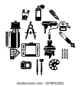 Design and drawing tools set. Simple illustration of 16 design and drawing tools vector icons for web