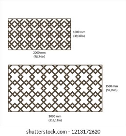 Design of drawings in vectorized files optimized for laser and CNC cutting. Decorative latticework for architecture, interiors, facades, shops, airports, stand and signage. Metal, hpl, composite y mdf
