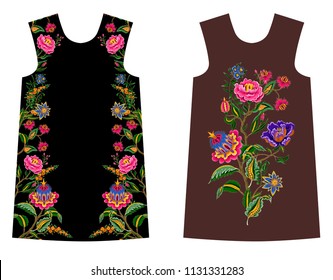 Design dress with Indian ethnic flowers.