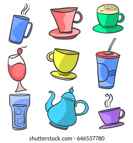 Design drink set doodle hand draw