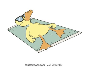 Design of duck in relax pose in summer