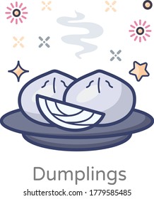Design of dumplings served in a tray 