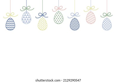Design of an Easter background with hanging eggs. Vector