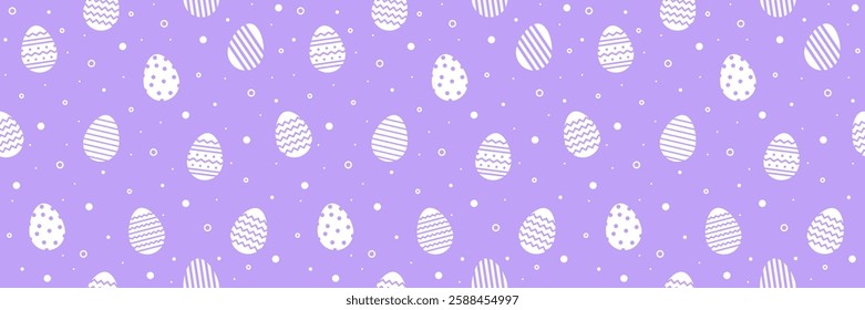 Design of Easter background. Seamless pattern with ornate eggs. Panoramic header. Vector illustration