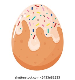 diseño de huevo de gallina de Pascua decorado con cupcake de Pascua con glaseado blanco y espolvoreado de colores, elemento para diseño, pancarta o póster