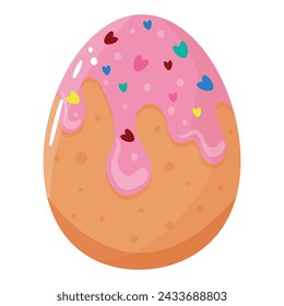 diseño de huevo de gallina de pascua decorado con cupcake de pascua con glaseado rosa y rociados de colores en forma de corazones, elemento de diseño, pancarta o cartel