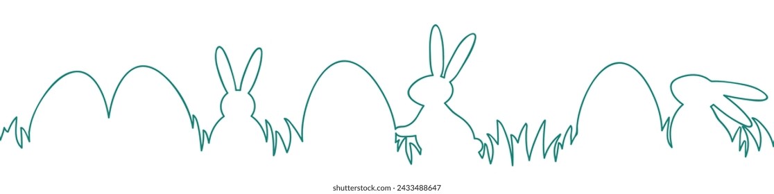 Design of a Easter decoration with eggs and rabbits. Simple banner. Vector illustration