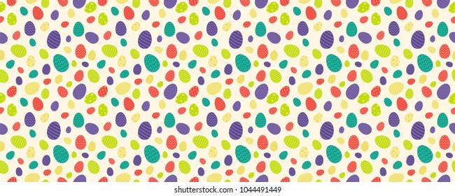 Design of Easter wrapping paper with colorful eggs - seamless background. Vector.