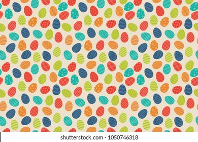 Design of Easter wrapping paper with colorful eggs - seamless background. Vector.