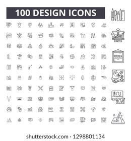Design editable line icons, 100 vector set, collection. Design black outline illustrations, signs, symbols