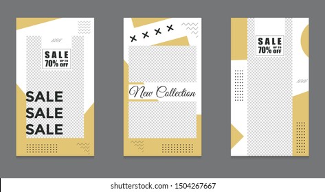 Design of editable social network post templates. for marketing on social media. Instagram frames, puzzle story, backgrounds, banners, vector illustration elements