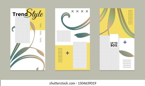 Design of editable social network post templates. for marketing on social media. Instagram frames, stories in puzzles, backgrounds, banners, vector illustration elements