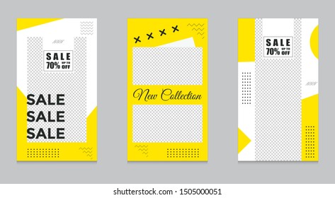 Design of editable social network post templates. for marketing on social media. frames, stories in puzzles, backgrounds, banners, vector illustration elements