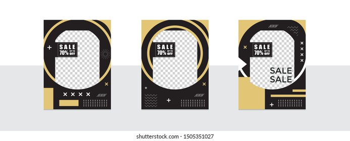 Design of editable social network post templates. for marketing on social media. frames, stories in puzzles, backgrounds, banners, vector illustration elements