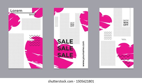 Design of editable social network post templates. for marketing on social media. frames, stories in puzzles, backgrounds, banners, vector illustration elements