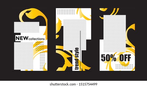 Design of editable social network post templates. for marketing on social media. frames, stories, backgrounds, banners, vector illustration elements