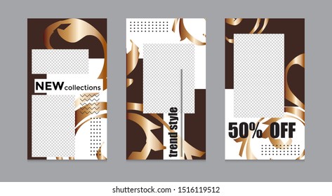 Design of editable social network post templates. for marketing on social media. frames, stories in puzzles, backgrounds, banners, vector illustration elements