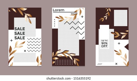 Design of editable social network post templates. for marketing on social media. frames, stories in puzzles, backgrounds, banners, vector illustration elements