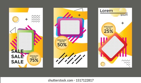 Design of editable social network post templates. for marketing on social media. frames, stories in puzzles, backgrounds, banners, vector illustration elements