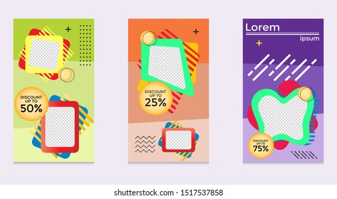 Design of editable social network post templates. for marketing on social media. frames, stories in puzzles, backgrounds, banners, vector illustration elements