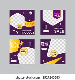 Design of editable social network post templates. for marketing on social media, stories in puzzles, backgrounds, banners, vector illustration elements