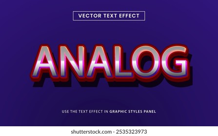 Efeito de texto editável de design, ilustração de vetor de texto analógico