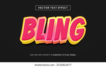 Design editable text effect, bling text vector illustration