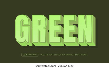 Design editable text effect, green 3d concept vector illustration