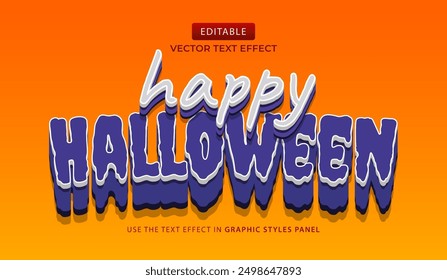 Design editable text effect happy halloween 3d cartoon vector illustration