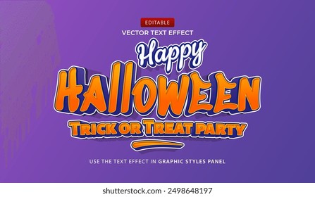 Design editable text effect, happy halloween 3d text vector illustration