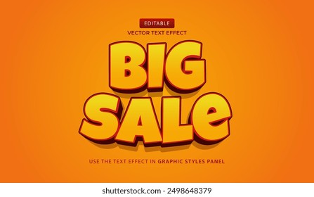 Design editable text effect happy, big sale 3d bold vector illustration