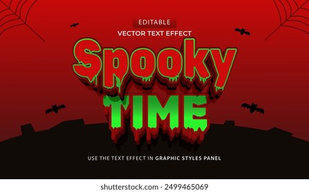 Design editable text effect happy, spooky time 3d vector illustration