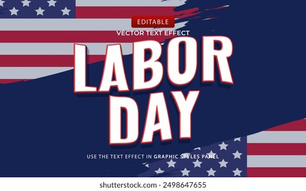 Design editable text effect, labor day vector illustration