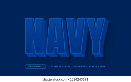 Design editable text effect, navy 3d bold