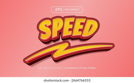 Design editable text effect, speed 3d concept vector illustration