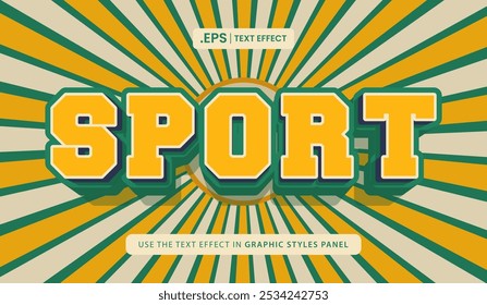 Design editierbarer Texteffekt, Sport 3D-Konzept, Vektorgrafik